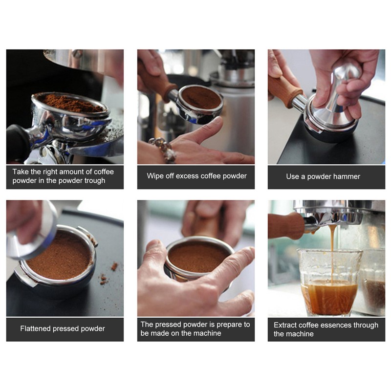 58mm Flat Coffee Tamper Stainless Steel Base Coffee Powder Hammer