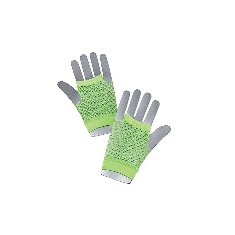 Bristol Novelty BA572 Fishnet Gloves Short Neon Green, Womens, One