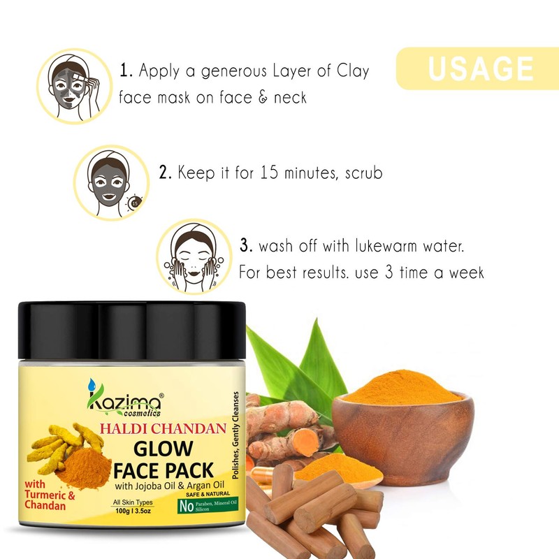 KAZIMA Haldi Chandan Glow Face Pack, 100g