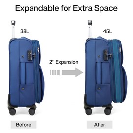 Hanke 24 Inch Luggage Expandable Softside Checked Suitcases with Spinner Wheels, Upright Rolling Luggage Suitcases with TSA Lock Travel Roller Luggage Bag for Women Men(Blue)