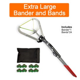 Extra Large Bander and Bands, Bull Banding Tools, for Big Livestock Cattle Large Sheep Goats, Including 1pc Extra Large Expander Plier and 24pcs Rings