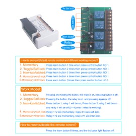 110V 220V 4 Channels Wireless Relay Remote Control Switch,RF 433Mhz AC 90V-250V 4CH Garage Door Opener Wireless Switch Receiver 2 Transmitters, Easy to Terminal Wiring (4CH 2* Controller 433Mhz)