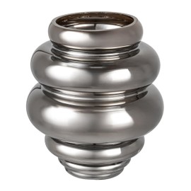 Bloomingville Ribbed Glass Vase, Chrome Finish, Brown