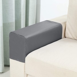 HAPYLY Set of 2 PU Leather Sofa Armrest Cover Anti-Slip Waterproof Furniture Armrest Protector Armchair Slipcovers for Recliner Sofa Chairs (Gray)