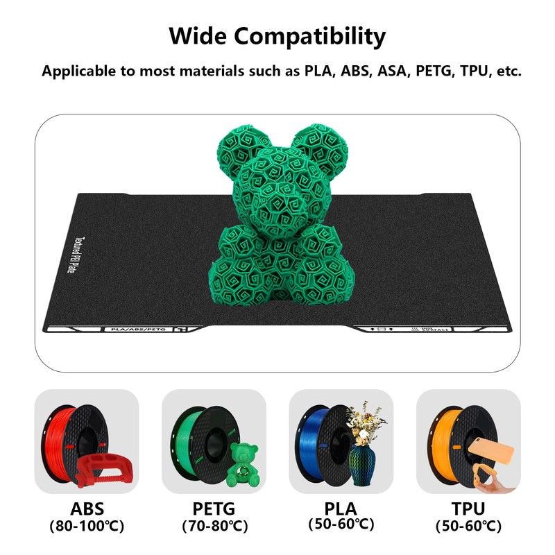 H2D PEI Build Plate, 3D Printer Double Sided Black Textured