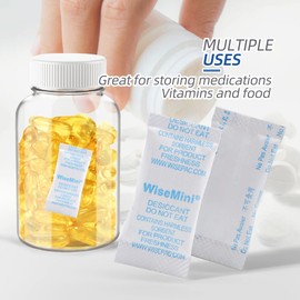 Wisesorb 1 Gram 100 Packs Silica Gel Packets, Silica Packets, Food Grade Dessicant, Dessicant Packs, Silica Gel for Food Storage, Dehumidifiers Moisture Packets