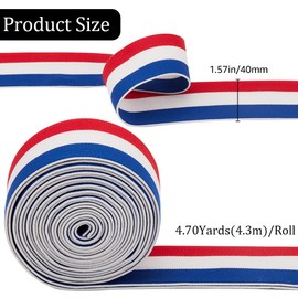 GORGECRAFT 4.7 Yards 1.57" Wide Red Blue White Striped Double-Side Twill Elastic Band Waistband Flat Stretchy Webbing Sewing Knitting Strap Trim Ribbon for DIY Craft Waistband Independence Day