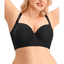 Junlan Full Coverage Minimizer Bra Women's Comfort Sleep Bra Seamless Plus Size Support Bralettes for Large Bust (Black,85C)
