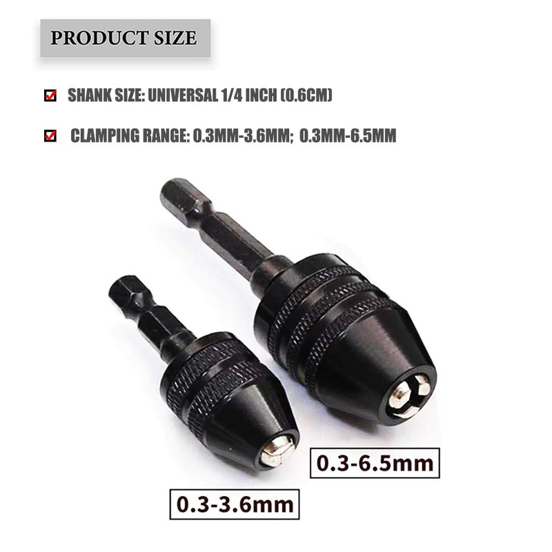 Mini Drill Chuck Adapter 2 PCS Keyless Quick Change Mini