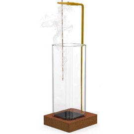 SHGarden Incense Holder for Sticks Wood Incense Burner with Removable Glass Ashes Catcher for Yoga Spa Meditation Room Decor SH0057