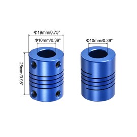 QUARKZMAN 1 Piece 10 mm to 10 mm Aluminium Alloy Shaft Coupling L25 x D19 Flexible Coupler with Screws for Encoders and Motors, Blue