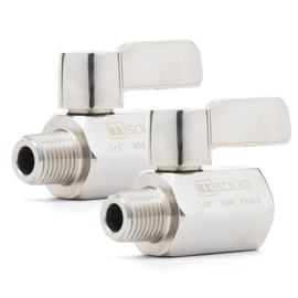 U.S. Solid 1/4" 304 Stainless Steel Mini Ball Valve with Stainless Handle Female × Male NPT Thread 2PCS
