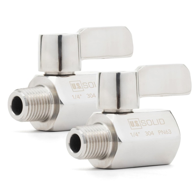 U.S. Solid 1/4" 304 Stainless Steel Mini Ball Valve with