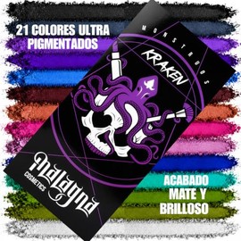 Malagna Cosmetics Paleta de Sombras de Ojos Kraken 21 Colores | Ultra Pigmentadas