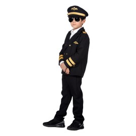WILBERS & WILBERS 310467 Children's Pilot Costume in Black, Captain, for Carnival, 116