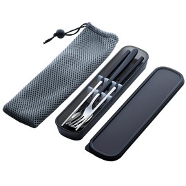 Portable Cutlery Set, My Cutlery, 3 PCs (Spoon, Fork, Chopsticks, Storage Case), Black MYC-103, Black