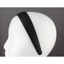 Black faux leather headband textured 1 3/16 inch wide hair band accessory classic style