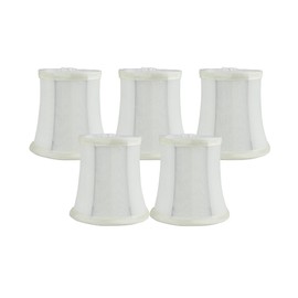 Meriville Set of 5 Faux Silk Chandelier Lamp Shades – Softback Bell Shape, Clip-On Fitter for Candelabra Bulbs, 3.5" x 4.5" x 4.5", Eggshell