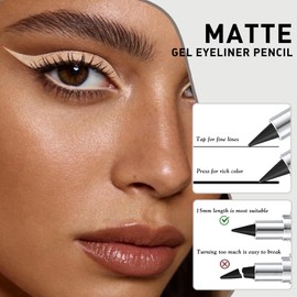 Wugbc 2PCS Nude Gel Eyeliner, Waterline Eyeliner Pencil Waterproof Smudge Proof, Smooth Matte Cream Eyeshadow Stick Highly Pigmented Multi-use Eye Brightener Inner Corner Highlight Makeup for Women