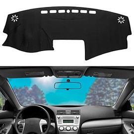 BERKSYDE Dashboard Dash Mat Cover Leather Dashboard Pad Sun Protection Anti-Vertigo Mat Blanket Compatible for 2007-2011 Toyota Camry(Black)