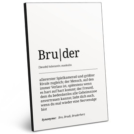 ARTFAVES® Word explanation brother, definition picture, black and white as a gift, wooden sign with saying on the theme of siblings, family, brother