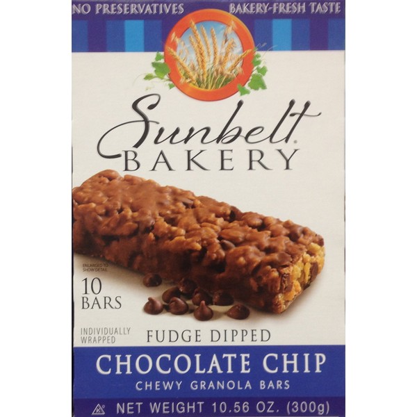 Sunbelt Bakery Fudge Dipped Chocolate Chip Chewy Granola Bars, 80-1.1 OZ Bars (8 Boxes)