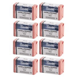 La Corvette Savon de Provence (Rose), Solid Soap, 3.5 oz (100 g) x 8 Piece Set, Marseille Soap, Additive-Free, Solid