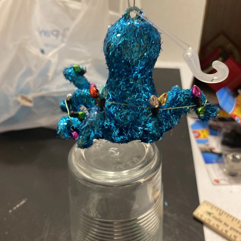 Holiday Time Teal Glitter Octopus Ornament, 3 in, by Holiday