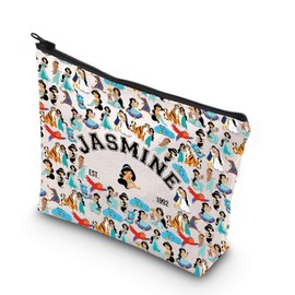 VAMSII Princess Jasmine Lover Gift Jasmine Est 1992 Zipper Pouch Makeup Bag Fairy Tale Character Gift (JASMINE 1992)