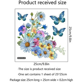 Flowers and Butterflies Toilet Lid Stickers,Removable Vinyl Botanical Flower Toilet Seat Cover Decal,Waterproof Seat Cover,DIY Home Decoration for Bathroom Accessories