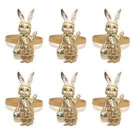 XuQiZZpp 6Pieces Metal Easters Rabbits Napkin Holders Rabbits Shape Napkin Holders Napkin Rings For Easters And Special Event