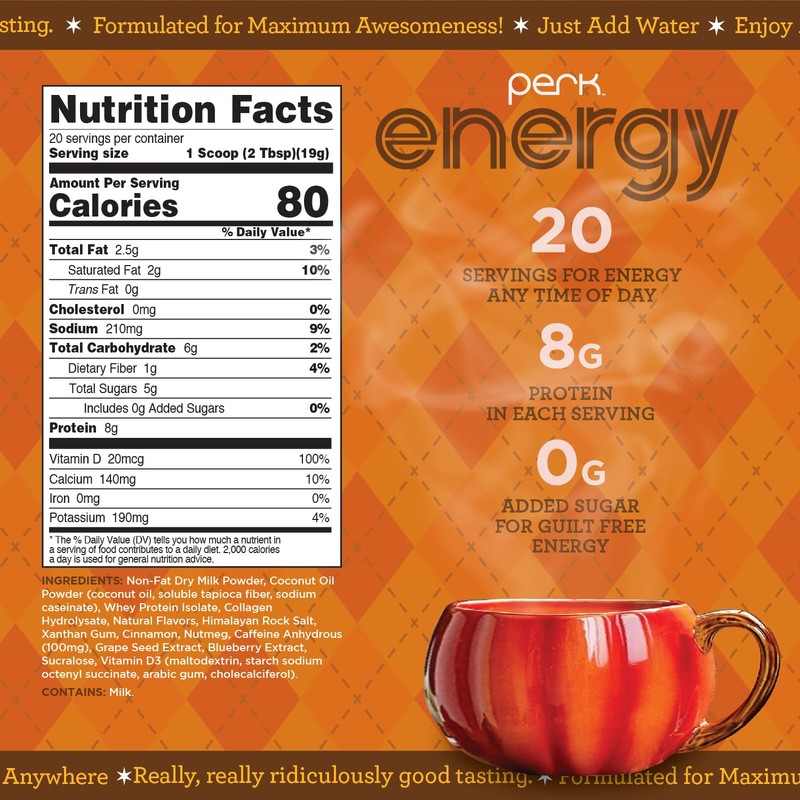 Perk Energy Original Pumpkin Butter Pecan Flavored, 20 Servings -