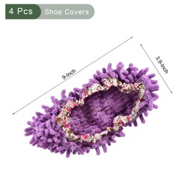 YOKIVE 4 Pcs Washable Cleaning Shoes Covers, Home Multifunction Chenille Microfiber Duster Mop Slippers Foots Sock | House Office Floors (Purple)