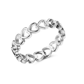 Alex's Wish List Eternity Heart Ring Gold or White Gold Plated | Dainty Simple Women Band Fashion Ring