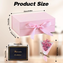 RAFIYU Gift Box for Presents Large 23 * 17 * 7cm, Gift Box with Lid for Gifts, Magnetic Cardboard Wedding Favor Boxes, Christmas, Birthday Gifts, Party Favor Boxes (Pink)