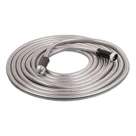 Heartland America Tornado Tools Stainless Steel Metal Garden Hose with Spray Nozzle Adapter, 75-Foot Length, Lead-Free