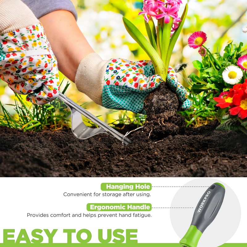 WORKPRO Weed Puller Tool, Metal Leverage Base and V-Shaped Forks