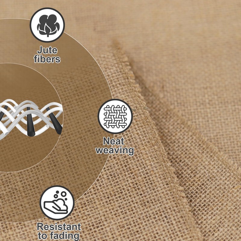 6 Pack Burlap Table Runners 12x72 Inch - Natural Jute