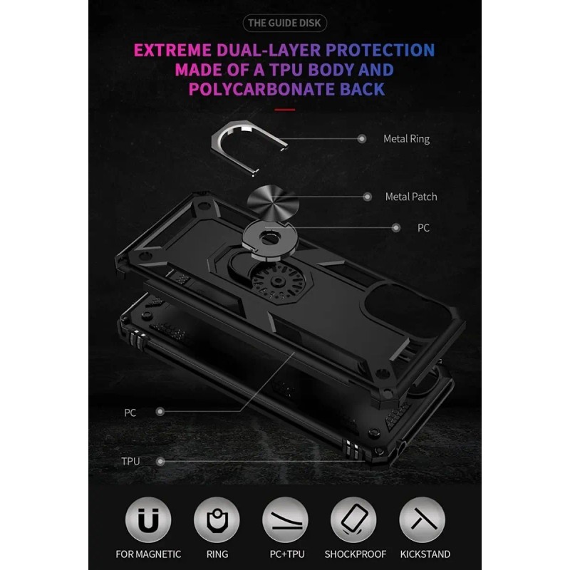 Funda Rudo Con Anillo Para Moto E32 / E32s