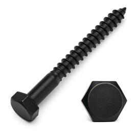 1/4 x 1-1/4 Black Lag Bolts, 20 PCs Dacromet-Coated 304 Stainless Wood Lag Screws for Light Outdoor Framing, SS Hex Head