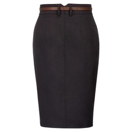 Kate Kasin Womens Stretch Pencil Skirt Bodycon Knee Length Formal Skirts with Slit Black M