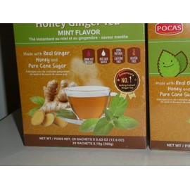 POCAS (3) boxes POCAS Honey Ginger Tea Instant Honey Ginger Tea sachets MINT FLAVOR