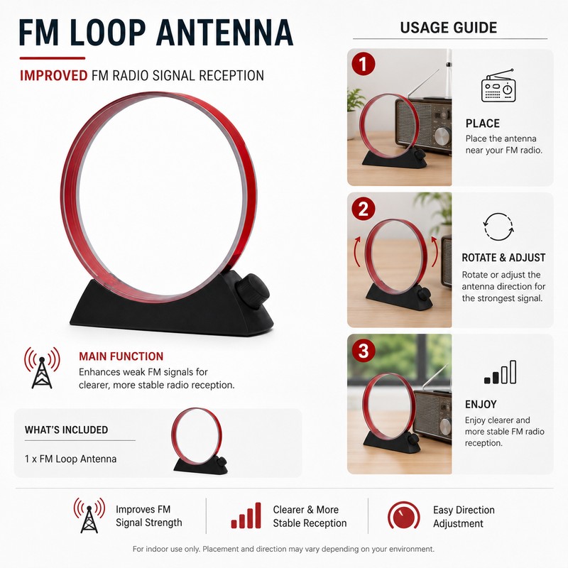 AM/MW Loop Antenna for Radio Reception – Adjustable Direction Portable