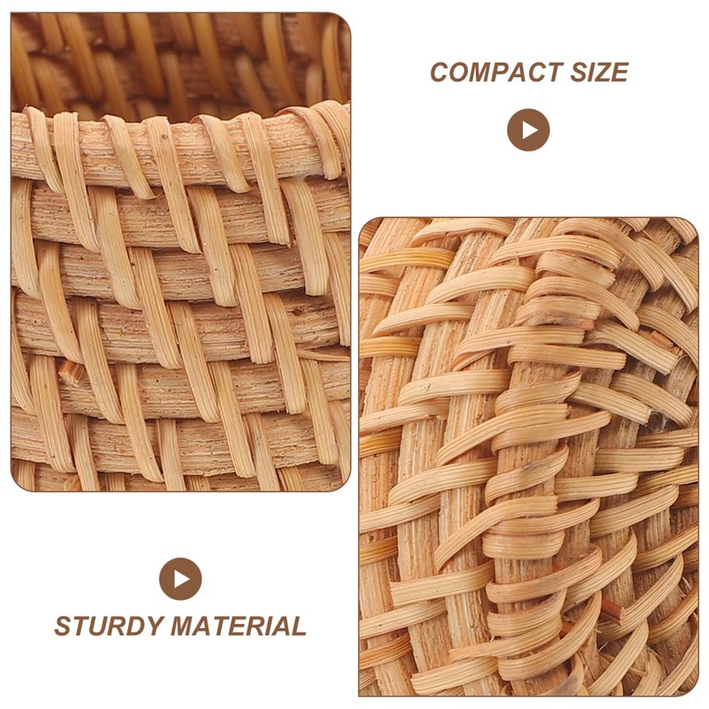 Operitacx Rattan Pencil Holder Wicker Pen Cup Handmade Makeup Brushes