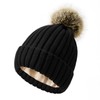 Satin Lined Beanie for Women Black Knit Winter Hats Silk