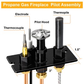 Criditpid 10002265 Propane Gas (LP) Pilot Assembly Replacement Parts for Majestic, Monessen, Temco, and Vermont Castings Fireplaces and Stoves, SRV10002265 3-Way SIT Pilot Assembly with Thermocouple