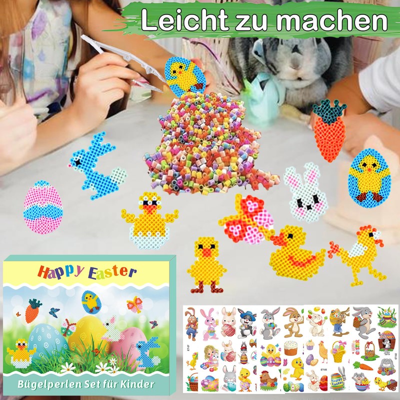 FZYESNO 3057 Pieces Ironing Beads Easter, Ironing Beads Plates Set