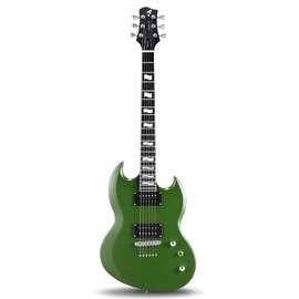 Fesley 39'' Electric Guitar: Full Size Solid Body Electric Guitars with Humbucker Pickups,Beginner Guitar for Adults with Mahogany Body,Bone Nut,Electric Guitar Kit with Gig Bag,Cable, Green