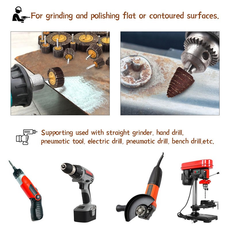 Abrasive Flap Wheel Sander Set, 48 Pcs Drill Sanding Attachment,