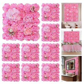 QinmiGarden Flower Wall Backdrop 9pcs 16.5x16.5 Inch Flower Wall Decor Artificial Floral Wall Panel Ideal for Wedding Celebrations, Festive Party Birthday Backdrops and Elegant Home Decor